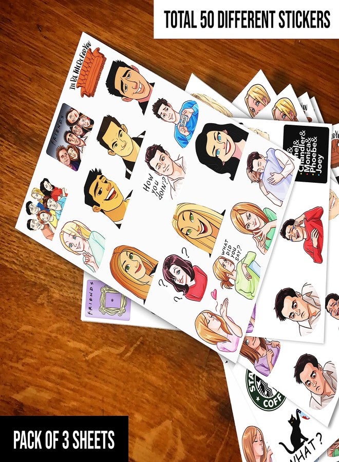 True Flair ملصقات فينيل من ترو فلير لأجهزة الكمبيوتر المحمولة، تصاميم عشوائية، مناسبة لأجهزة الكمبيوتر المحمولة، والمذكرات، وخوذات الدراجات، والدفاتر، والغيتار، والهواتف المحمولة، مقاومة للماء، ذاتية اللصق (أصدقاء) - Image 4